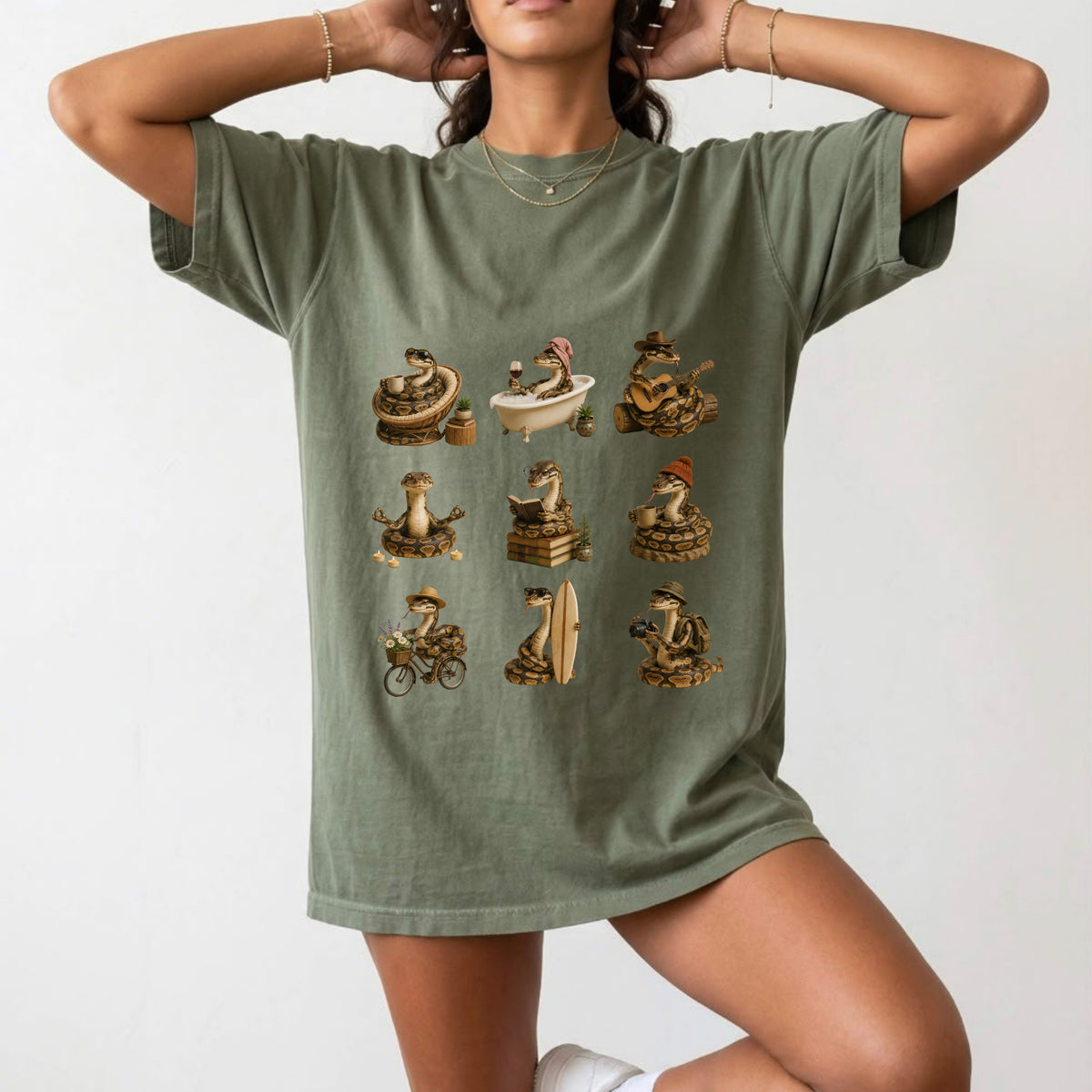 Funny Snake Graphic T-Shirt – Cute 3D Reptile Design #BB0014