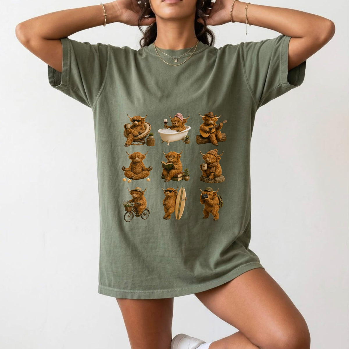 Funny Highland Cows Graphic Tee, Cute Farm Animal Shirt , Rustic Cow Lover Gift #BB0017