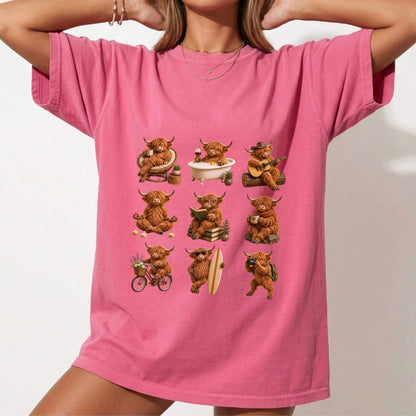 Cute Highland Cow Graphic T-Shirt – Funny Aesthetic Farm Animal Tee #BB0018