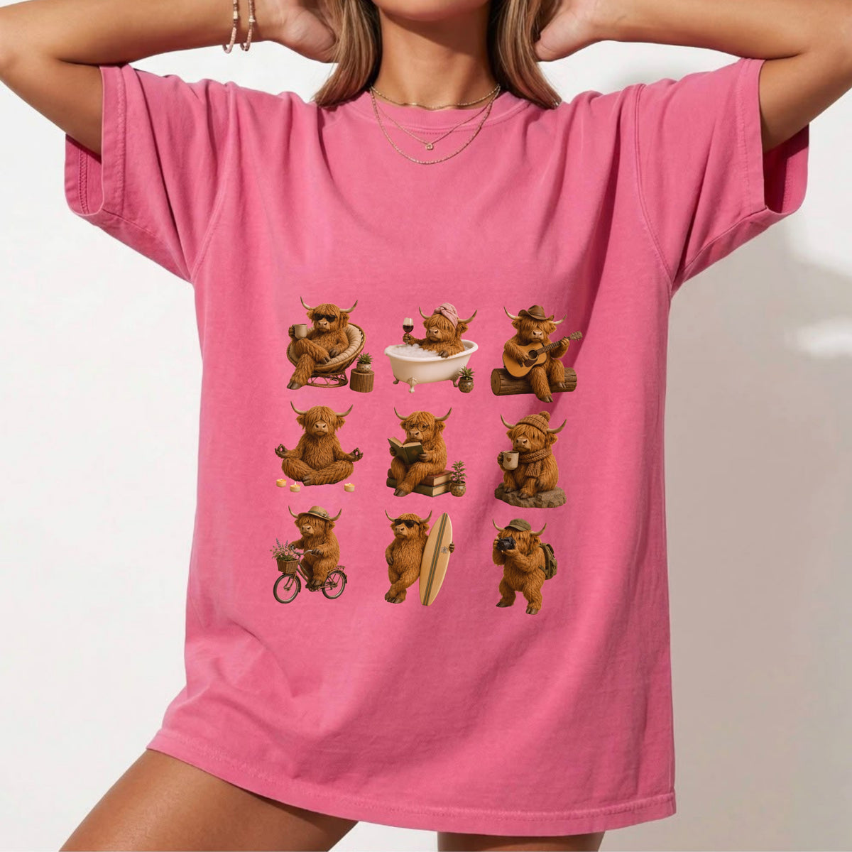 Funny Highland Cows Graphic Tee, Cute Farm Animal Shirt , Rustic Cow Lover Gift #BB0017