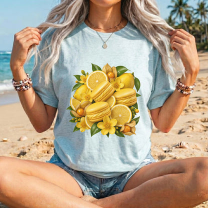 Lemon Macaron T-Shirt – Cute Yellow Citrus Graphic Tee, Summer Aesthetic Shirt #BB0023