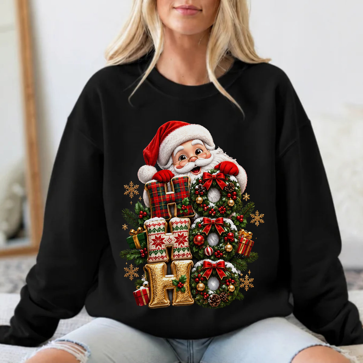 Ho Ho Ho Christmas Magic – 3D Santa Claus Graphic Sweatshirt #BB0035