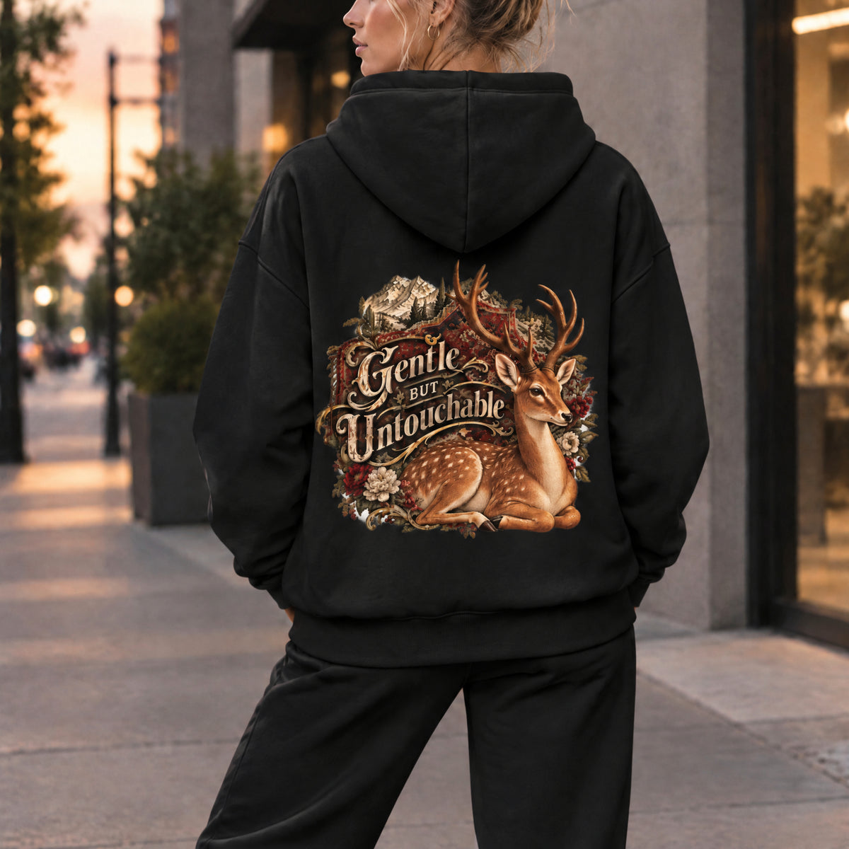 Gentle But Untouchable Vintage Deer Graphic Hoodie #BB0030