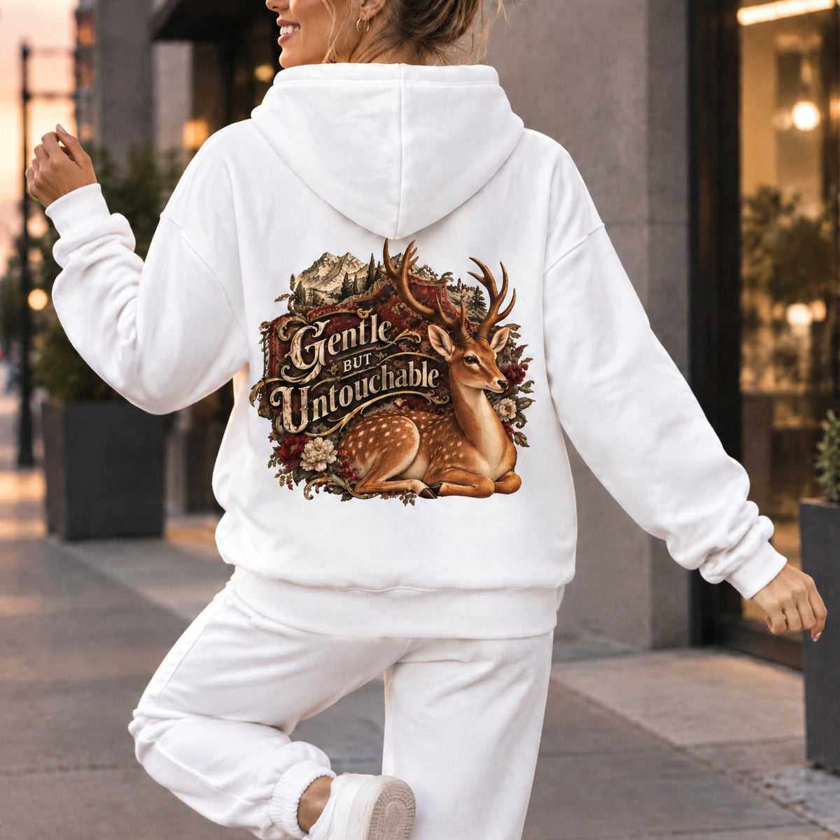 Gentle But Untouchable Vintage Deer Graphic Hoodie #BB0030